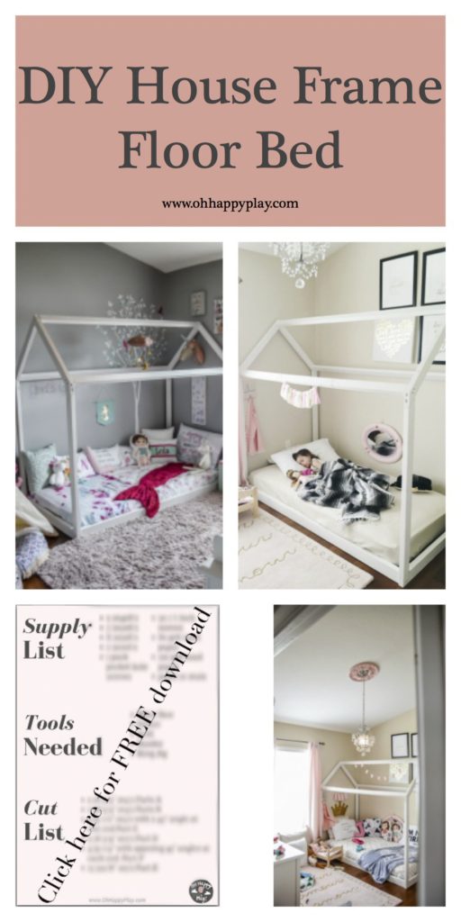 Want to create the perfect diy house frame floor bed? Find out how from Florida motherhood blogger, Oh Happy Play! 