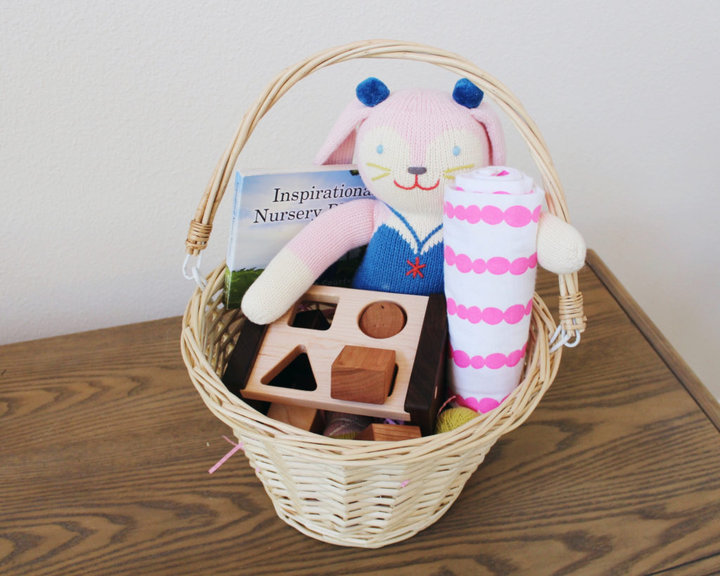 easter basket, easter basket for toddlers, toddler easter basket, toddler gifts, bunny dolls, knit dolls, books for kids, books for toddler, wooden toy, open ended play, easter, basket, toys for toddlers