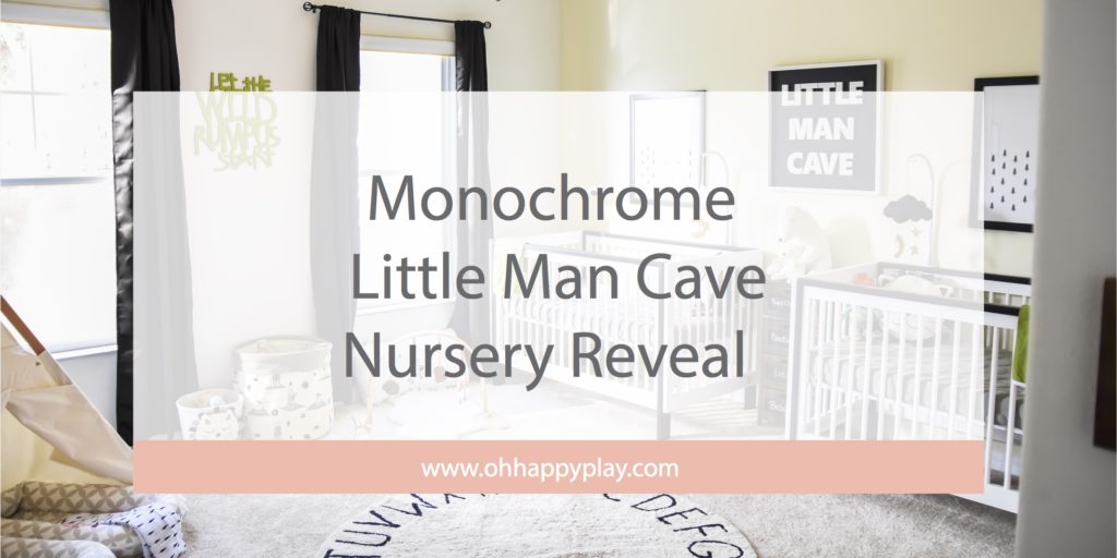 The big reveal is here! Oh Happy Play shares a look at the twins' Monochrome Little Man Cave Nursery Reveal! See more now!