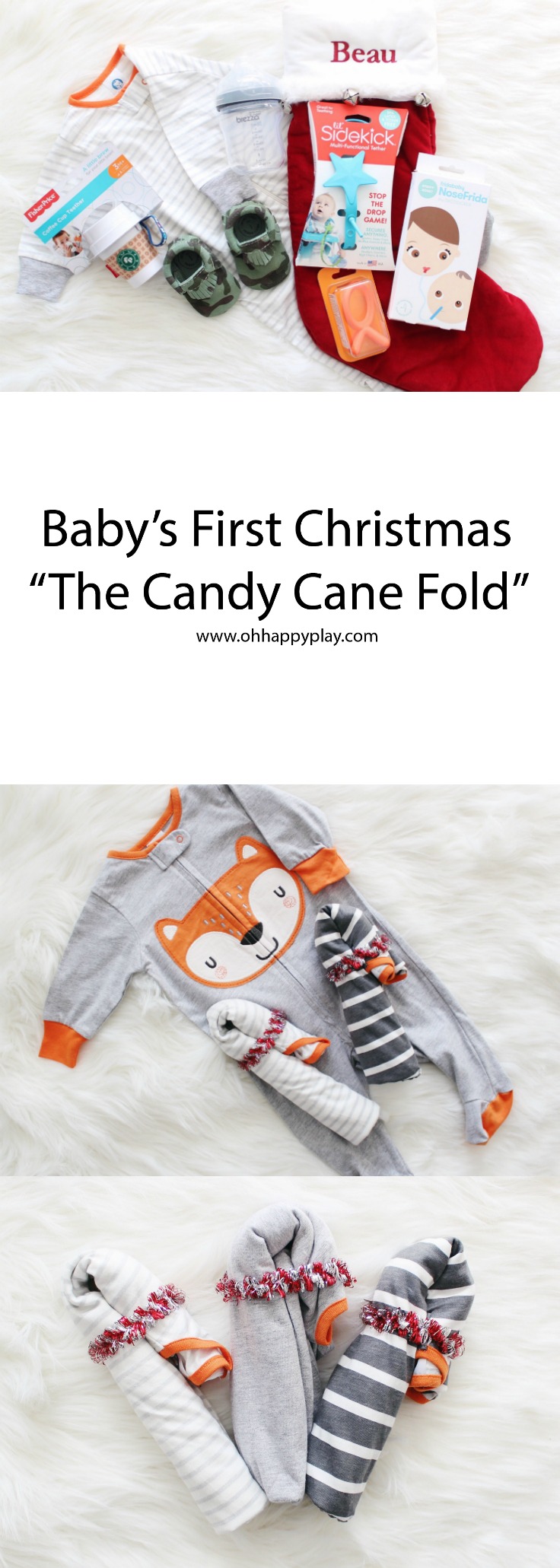 The perfect essentials you need for your Baby's First Christmas! Plus see how to fold onesies like a candy cane! Check it out!