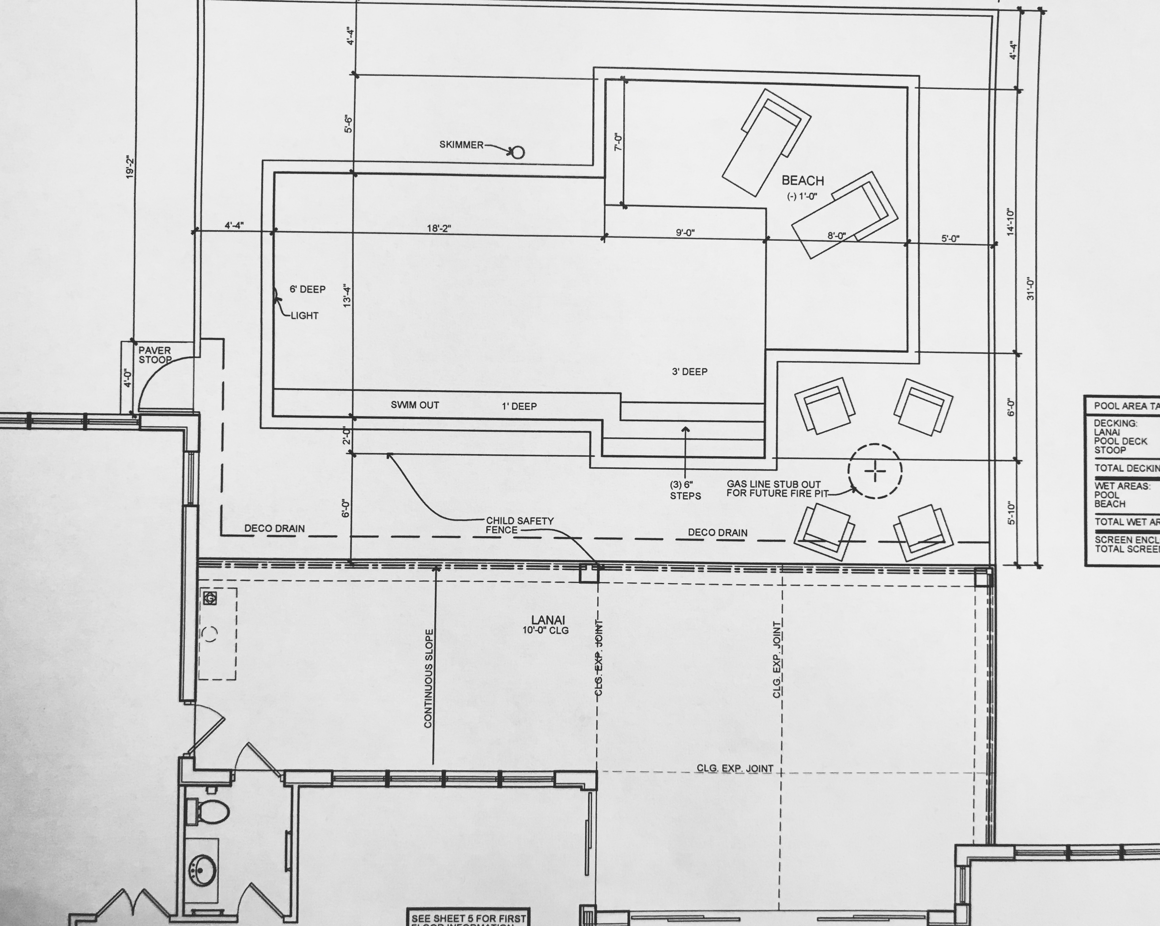 First drawing of pool area