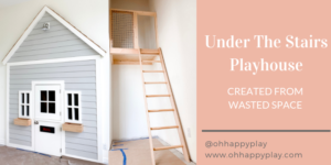 diy under the stairs playhouse, under the stairs playhouse, under stair storage, functional idea for under the stairs, small space storage, DIY, basement, staircase, play areas, reading nooks, playroom, secret room, dutch doors, storage, loft, play house, closet playhouse, playroom inspiration, playroom organization