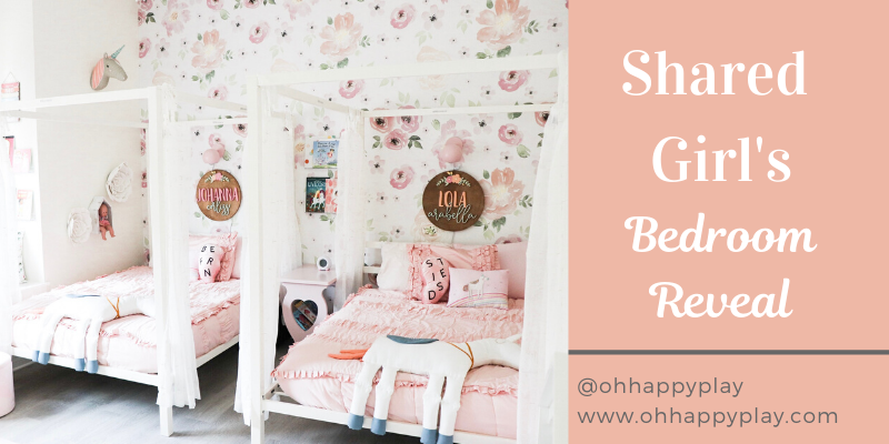 Shared girl room, shared girl room bedroom ideas, shared girl bedrooms, shared girl room, shared tween girl bedroom ideas, shared teenage girl bedroom ideas, sisters bedroom, bedroom storage, bedroom design for girls, shared girl bedroom dividers, shared bedroom organization, shared bedroom layout , floral shared girl room, whimsical shared girl room