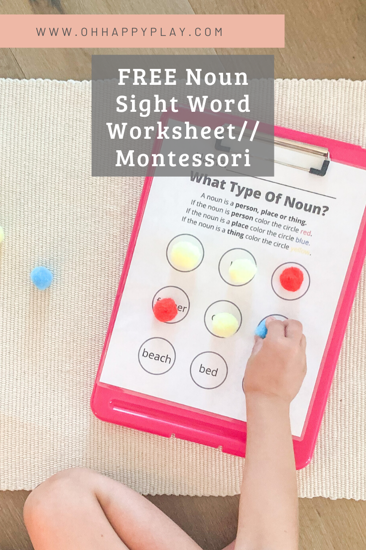 Noun Definition For Kids, Sight Word Worksheet, FREE Noun Worksheet, Montessori Noun Lesson, FREE Noun Sight Word Worksheet 