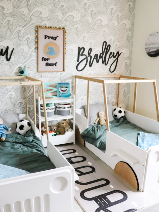 Surfer Themed Bedroom Idea for Twin Toddlers Oh Happy Play