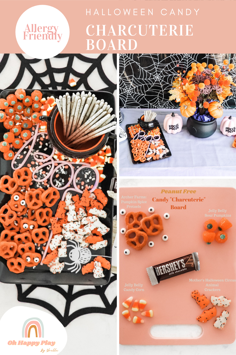 allergy friendly, Halloween grazing board, Halloween Party Grazing Food Table, candy charcuterie board, halloween candy charcuterie platter, charcuterie board, board birthday, board halloween, board, instagram reels mom blogger, easy halloween treats dessert