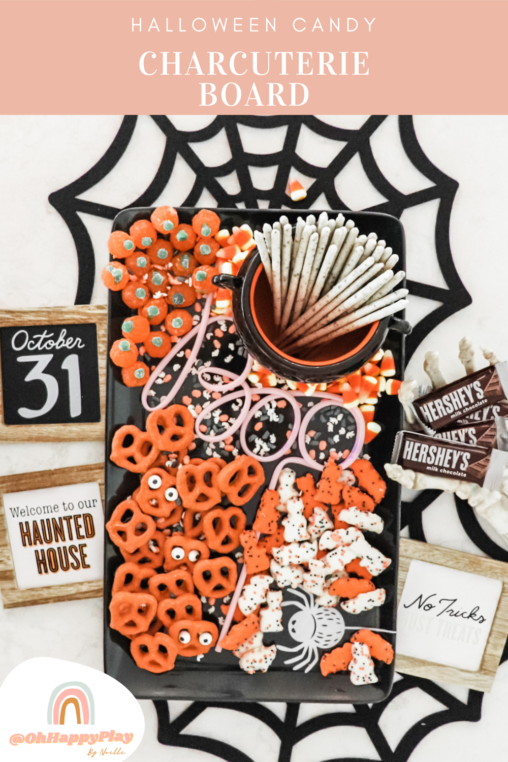 allergy friendly, Halloween grazing board, Halloween Party Grazing Food Table, candy charcuterie board, halloween candy charcuterie platter, charcuterie board, board birthday, board halloween, board, instagram reels mom blogger, easy halloween treats dessert