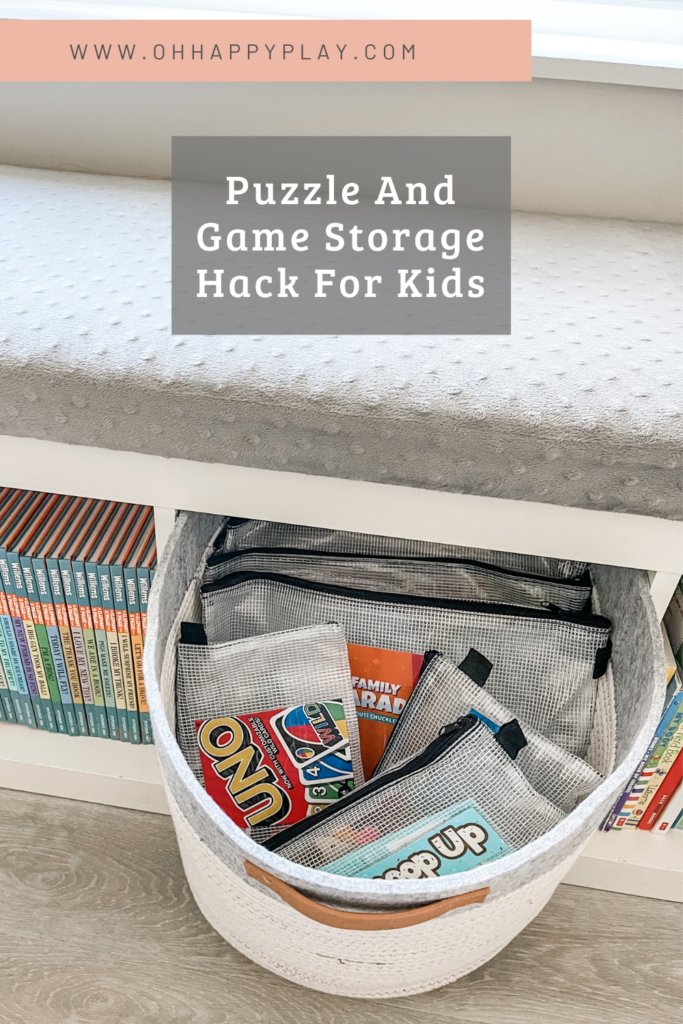 Puzzle storage ideas, puzzle storage kids, puzzle organization, game storage kids, board game storage ideas