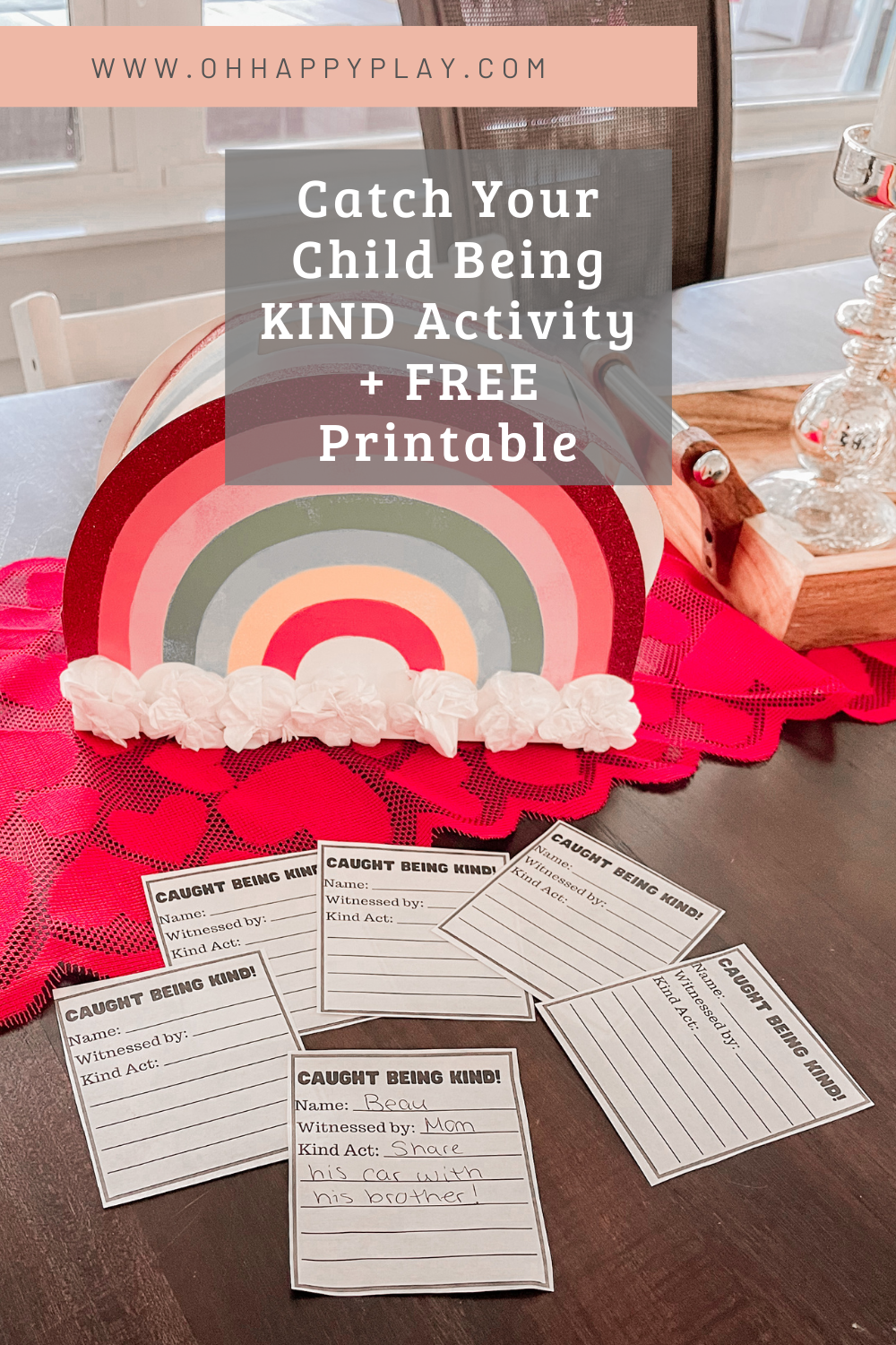 caught being kind activity, catch your child being kind, Valentine's Day activity 