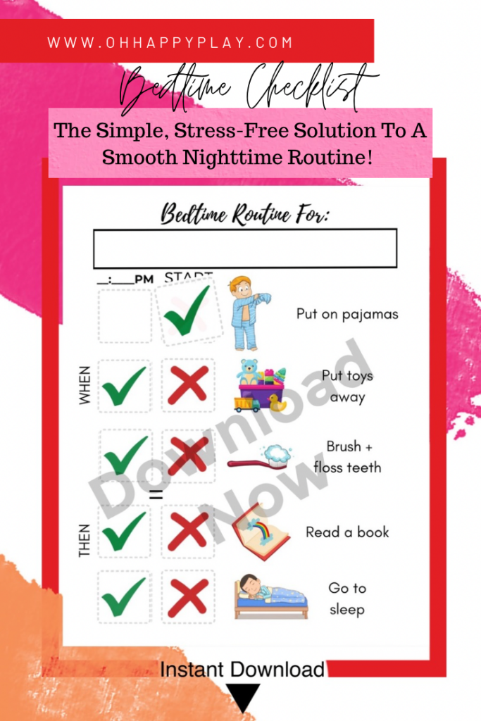 Easy bedtime routine, bedtime checklist, simple bedtime routine, bedtime routine that works for neurodivergent kids