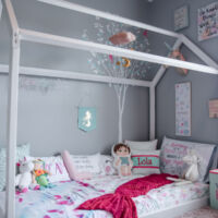 toddler room, baby room, nursery, girl room, boy room, floor bed, montessori floor bed, kids decor, kids dream room, toddler bed, kids bed, house frame bed, teepee, kids fort, playroom, kids playroom, dream playroom